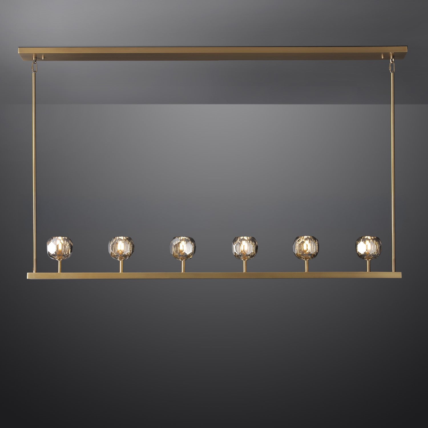 60 Inch Linear Smoked Crystal Globe Chandelier – Boule