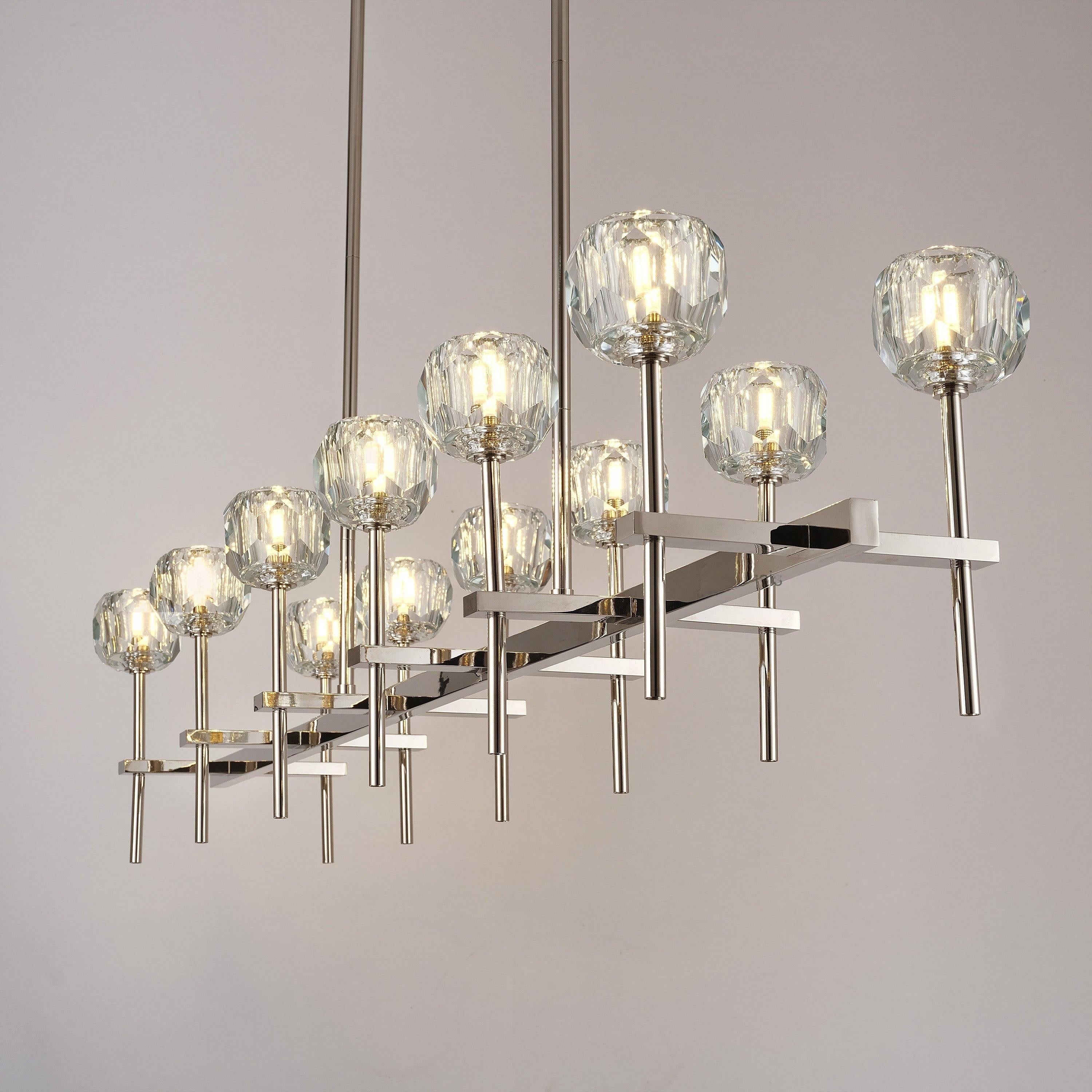 60 Inch Double Linear Crystal Globe Chandelier – Boule