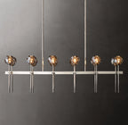 60 Inch Double Linear Smoked Crystal Globe Chandelier – Boule