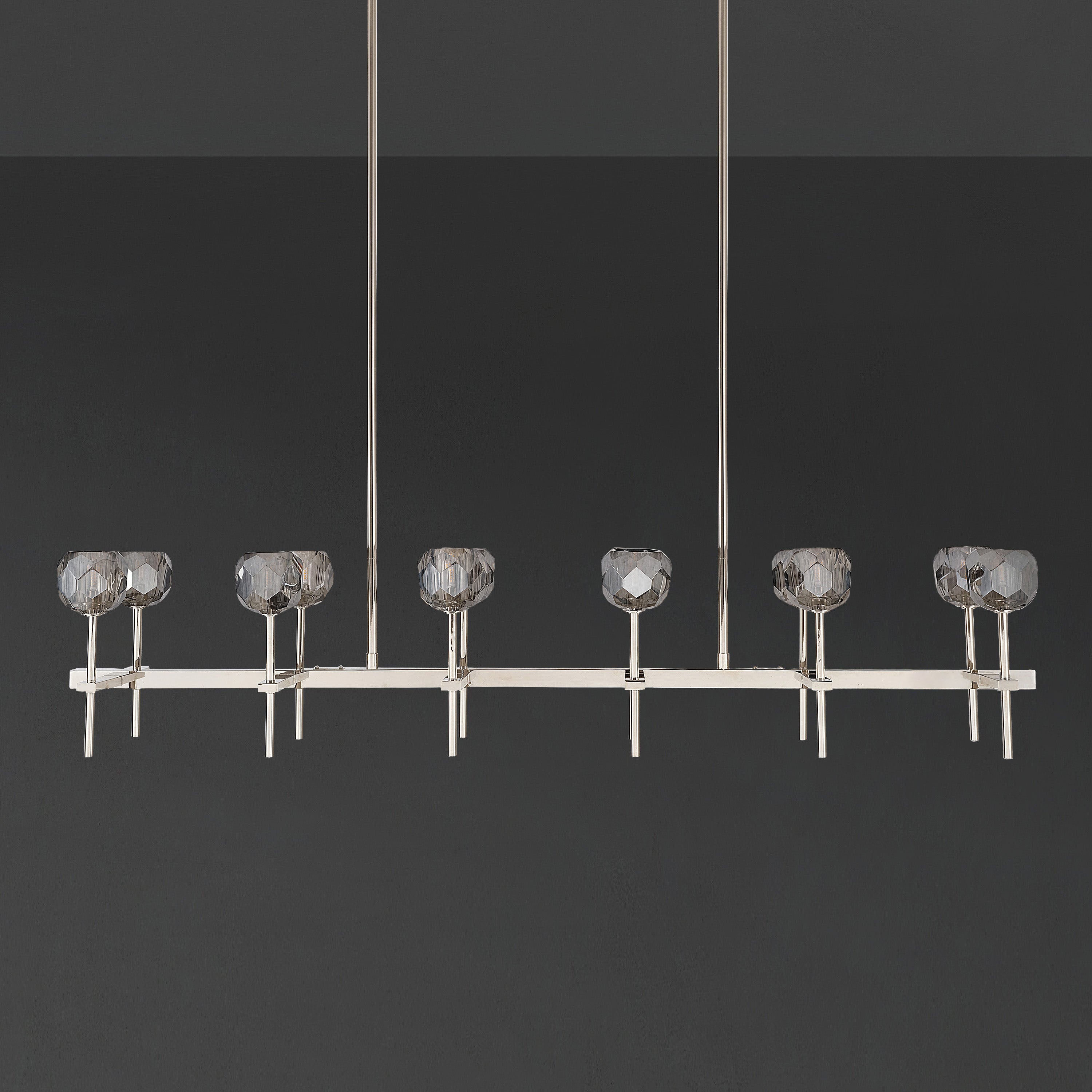 60 Inch Globe Smoked Crystal Double Linear Chandelier – Boule