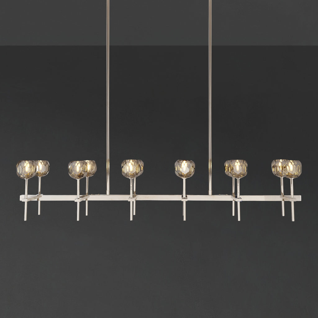 60 Inch Globe Smoked Crystal Double Linear Chandelier – Boule