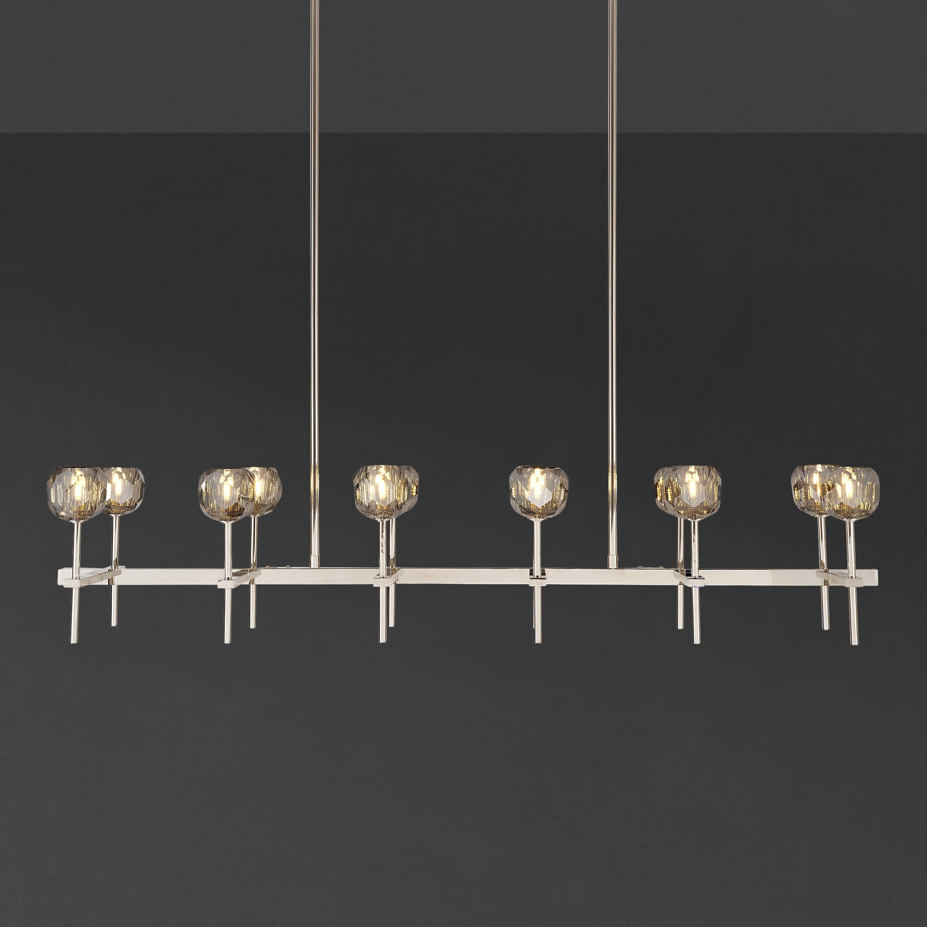 60 Inch Globe Smoked Crystal Double Linear Chandelier – Boule