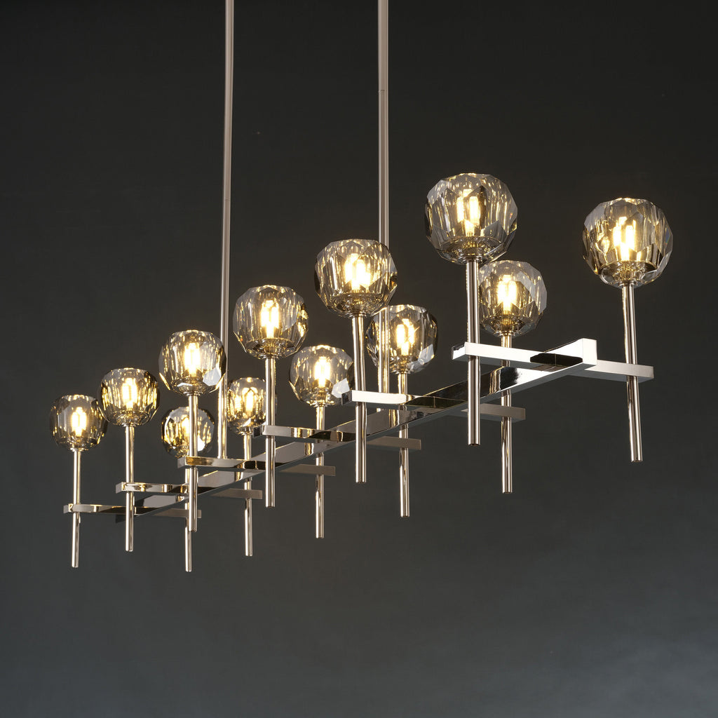 60 Inch Globe Smoked Crystal Double Linear Chandelier – Boule