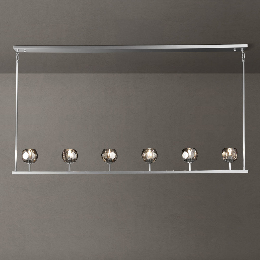 60 Inch Linear Smoked Crystal Globe Chandelier – Boule