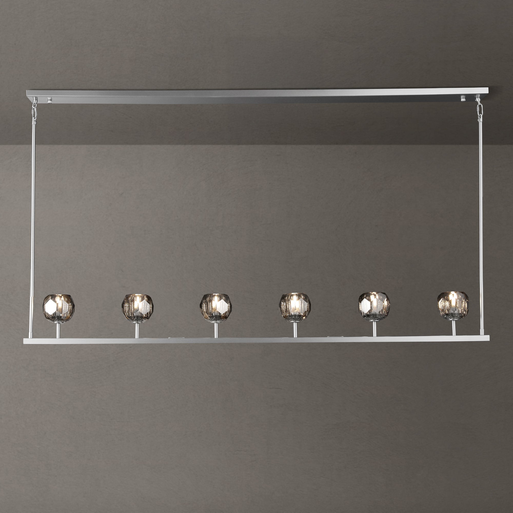 60 Inch Linear Smoked Crystal Globe Chandelier – Boule