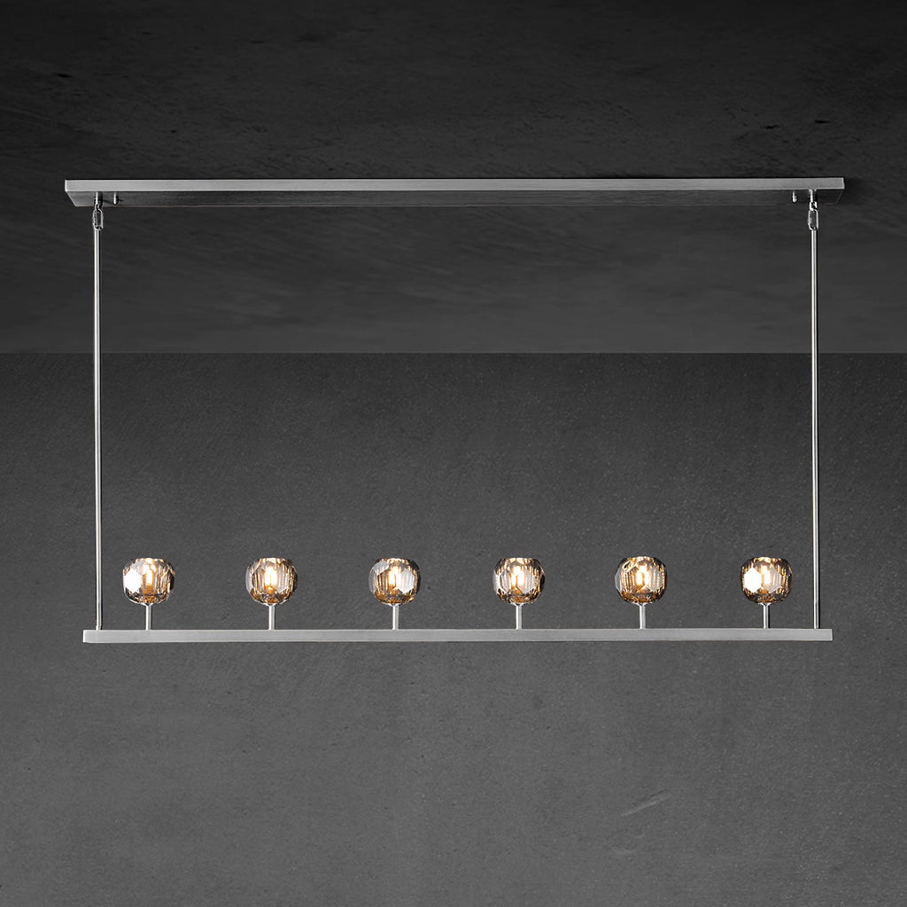 60 Inch Linear Smoked Crystal Globe Chandelier – Boule