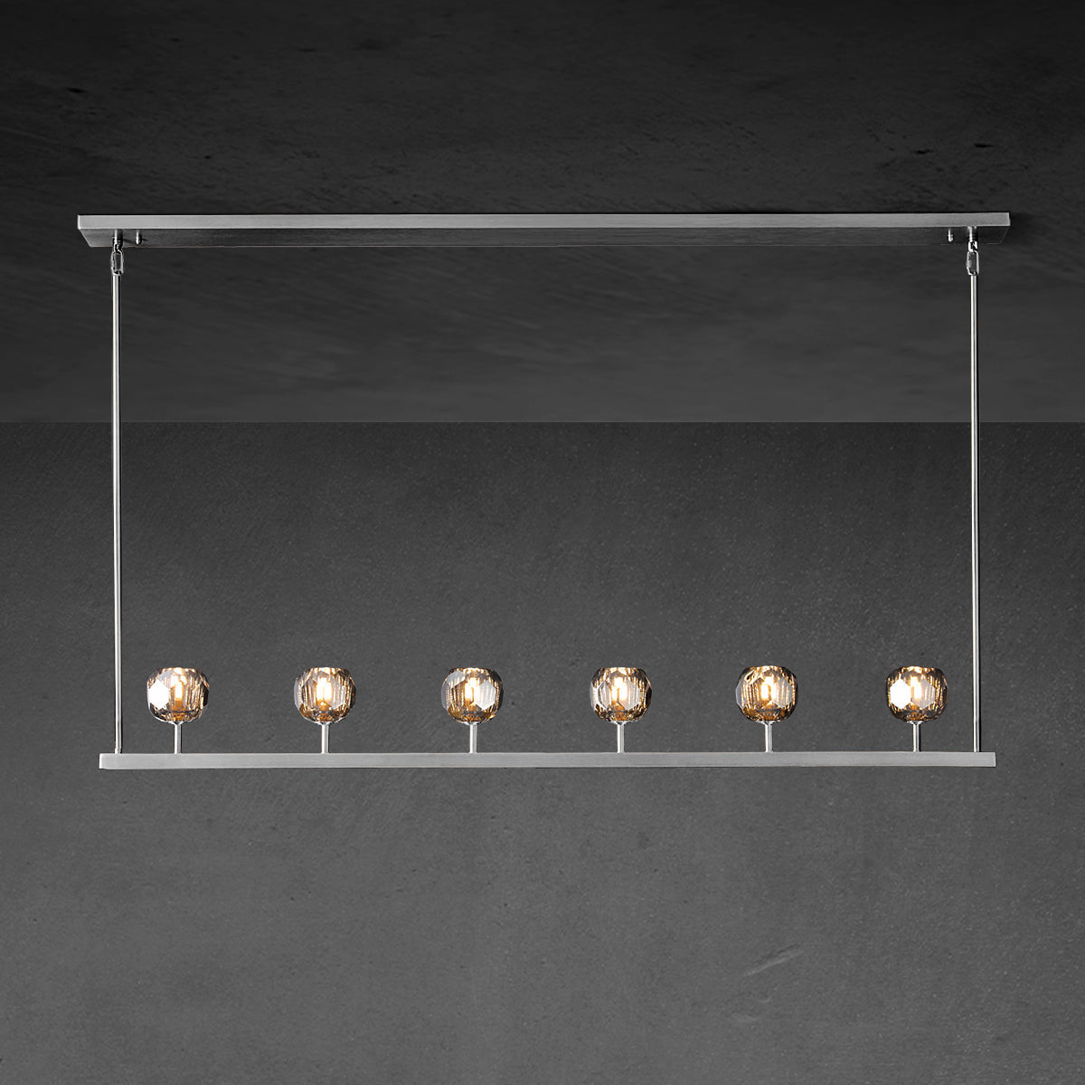 60 Inch Linear Smoked Crystal Globe Chandelier – Boule