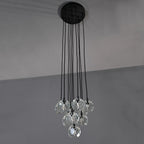 Modern dining room chandelier with clear crystal shades and black metal fixture