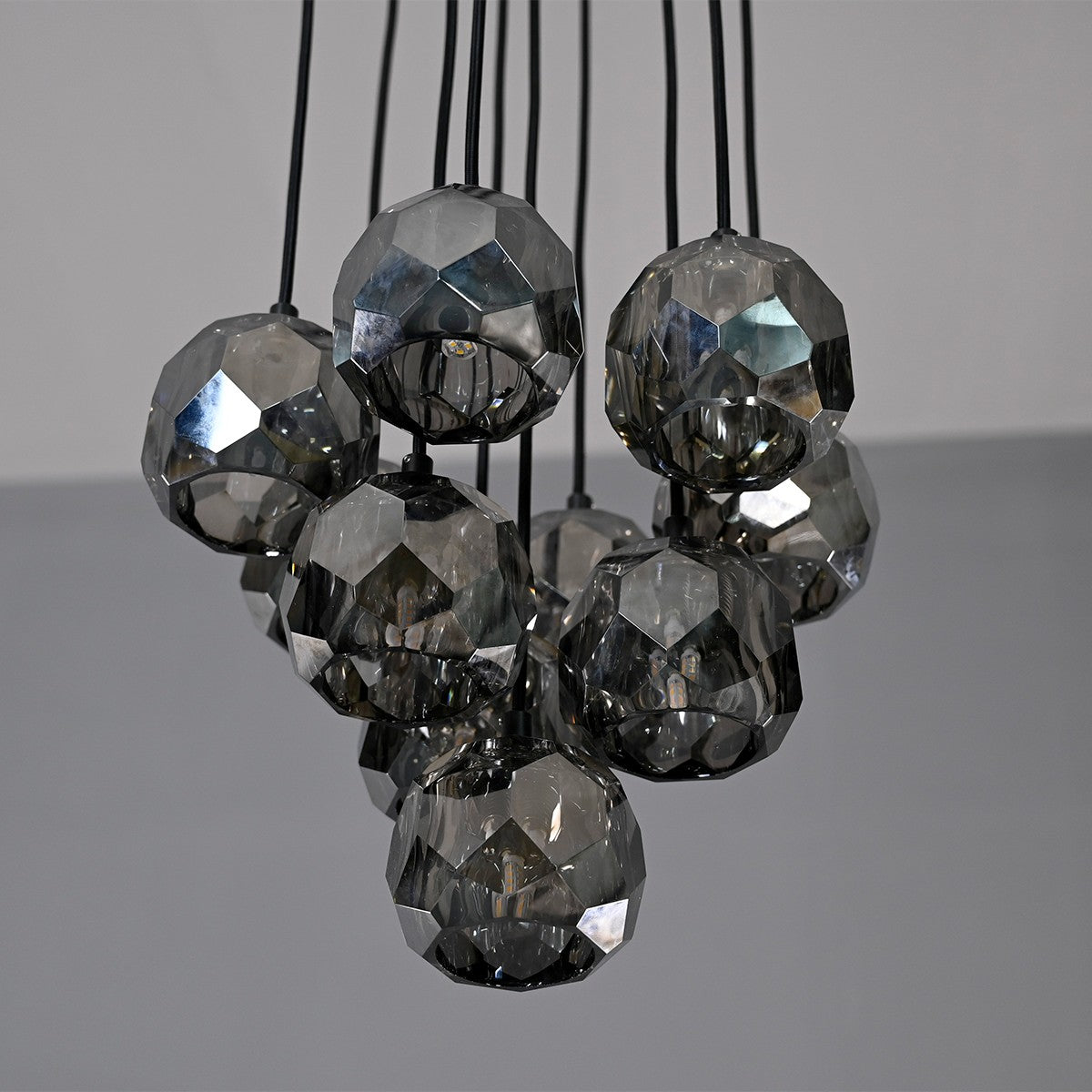 14 Inch Smoked Crystal Cluster Chandelier – Boule