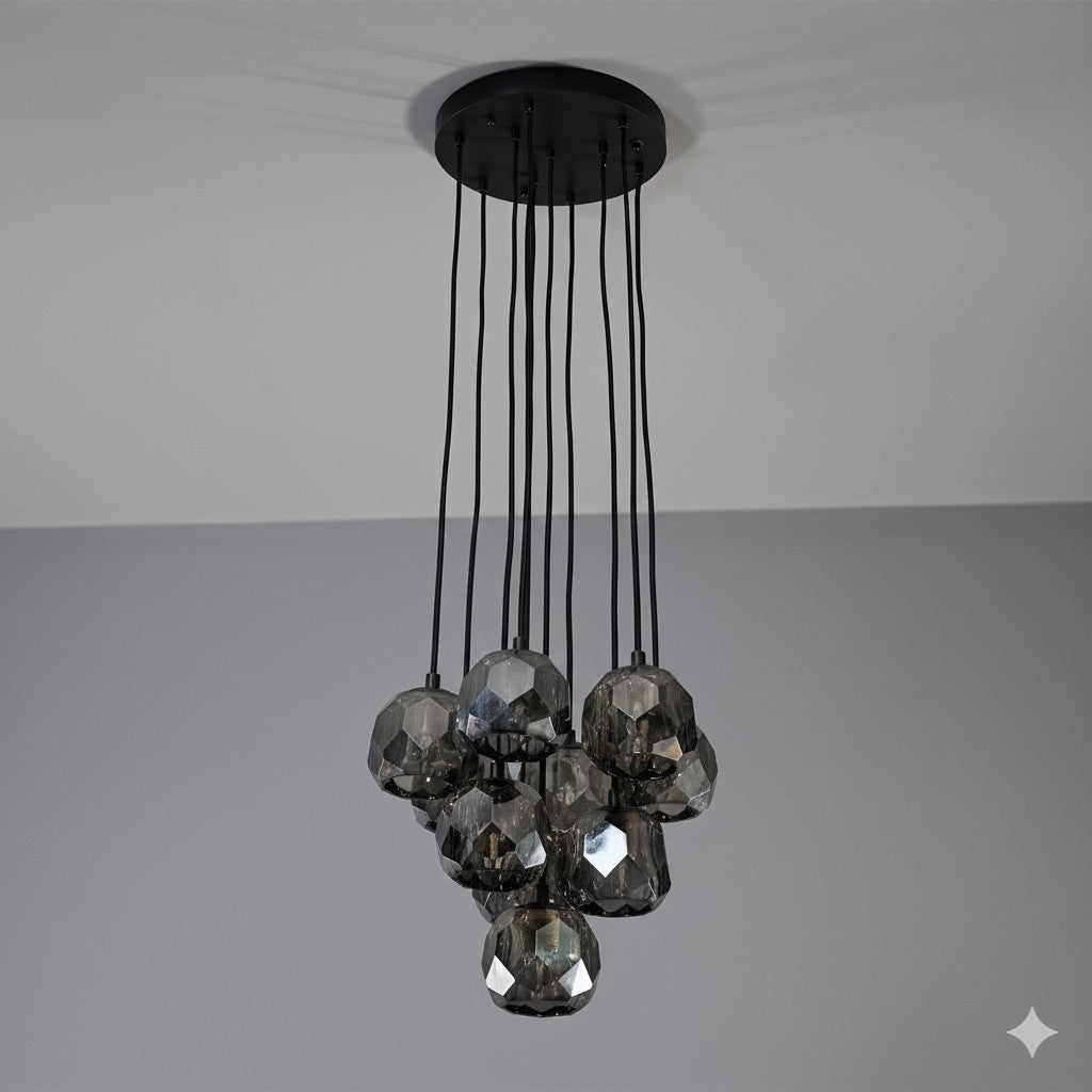 14 Inch Smoked Crystal Cluster Chandelier – Boule