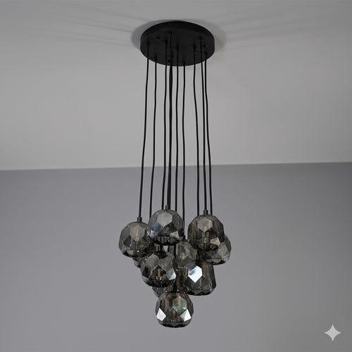 14 Inch Globe Smoked Crystal Cascading Chandelier – Boule