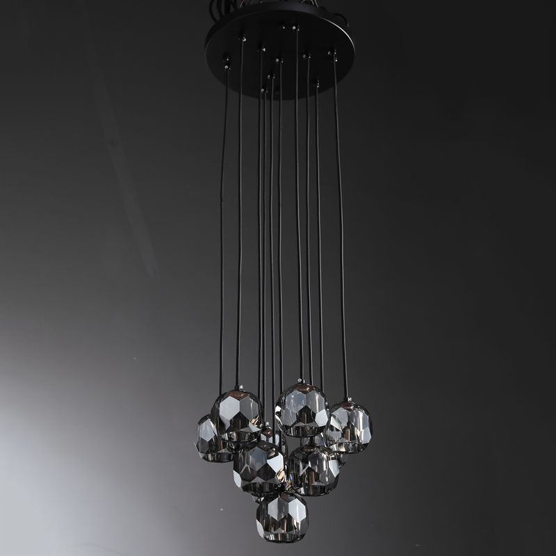14 Inch Smoked Crystal Cluster Chandelier – Boule