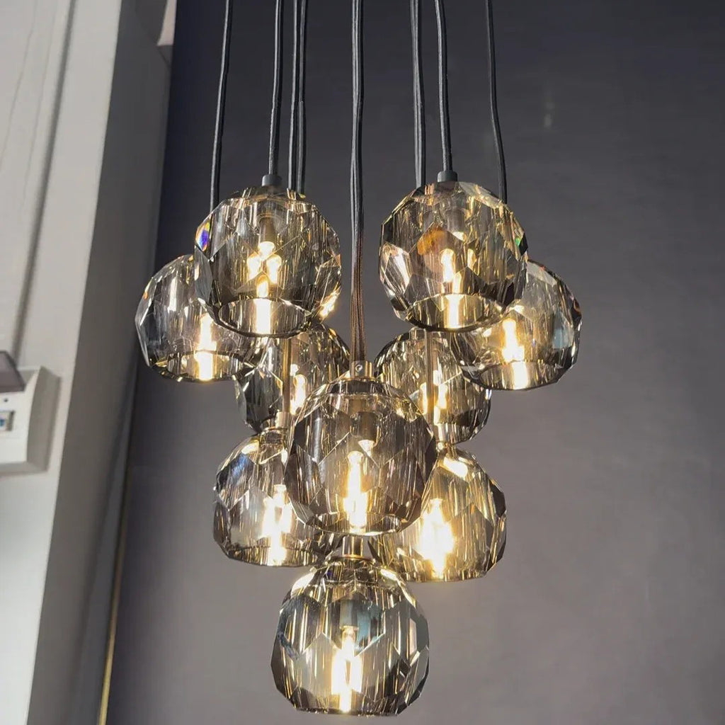 14 Inch Globe Smoked Crystal Cascading Chandelier – Boule