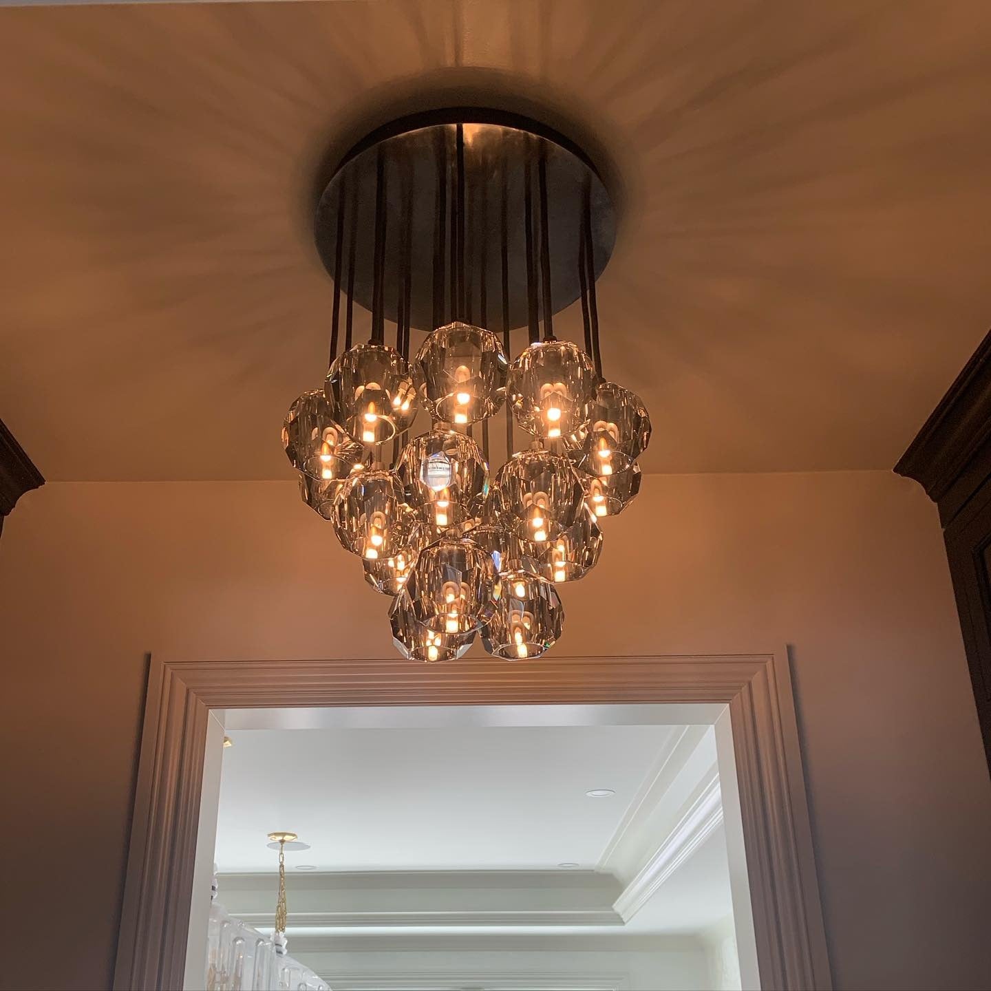 19 Inch Globe Smoked Crystal Cascading Chandelier – Boule