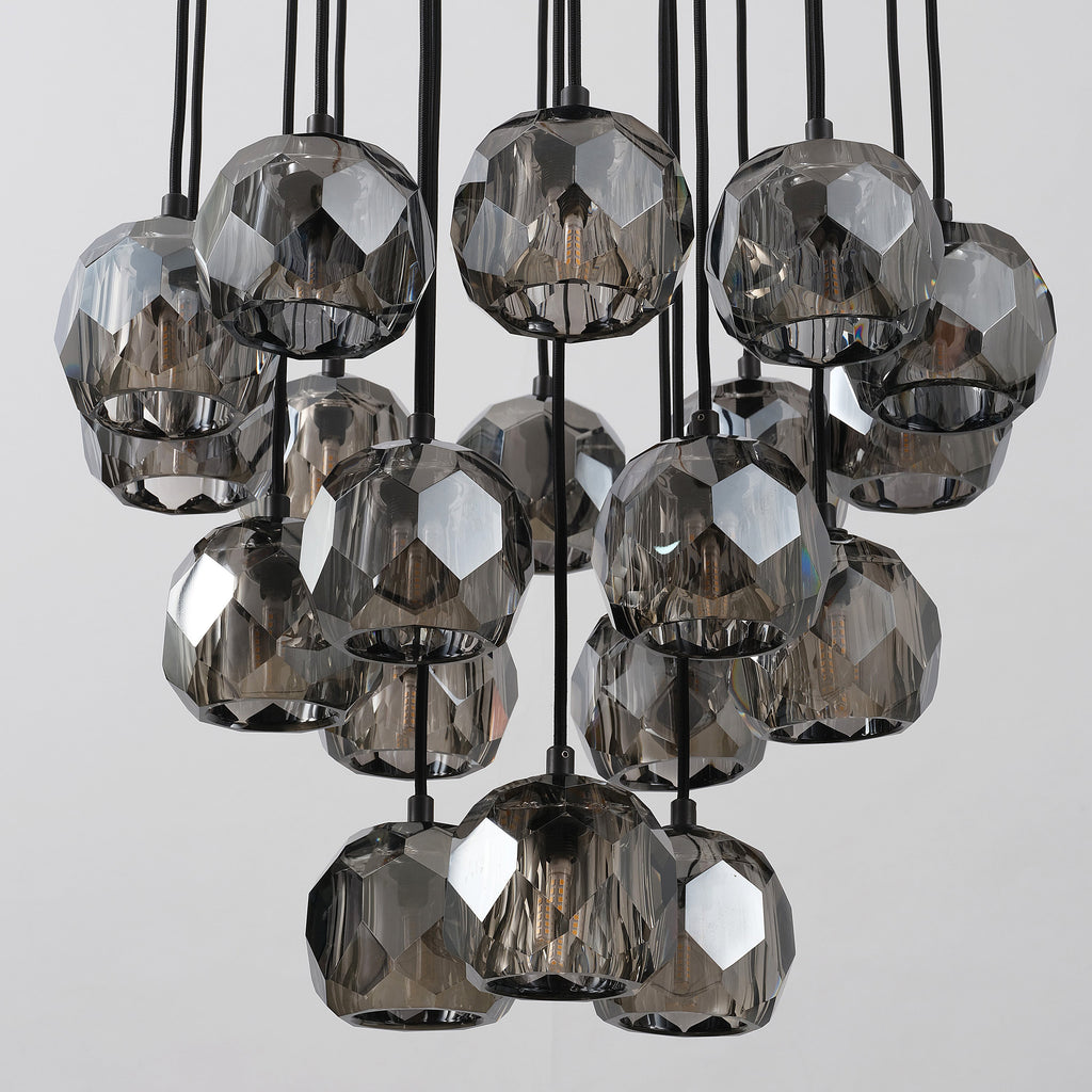 19 Inch Globe Smoked Crystal Cascading Chandelier – Boule