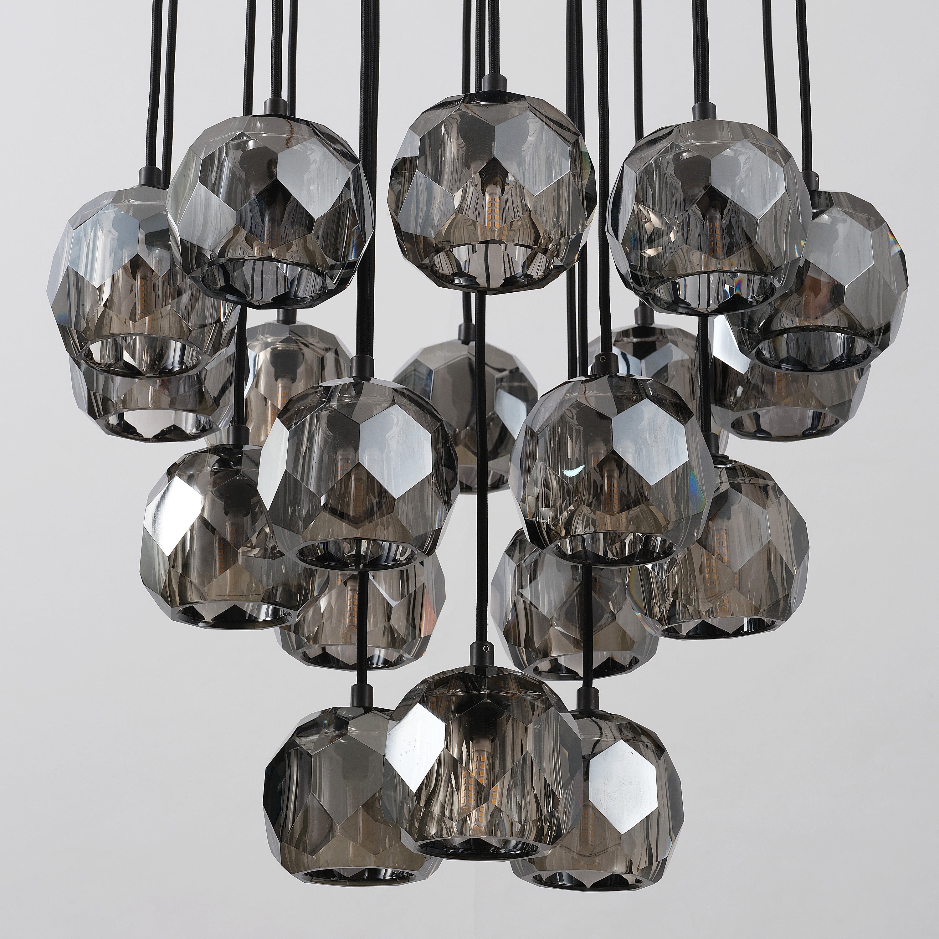 19 Inch Globe Smoked Crystal Cascading Chandelier – Boule