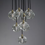 Modern dining room chandelier with clear crystal shades and black metal fixture