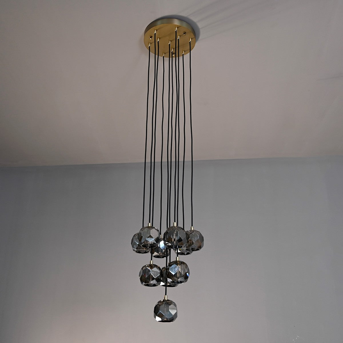 14 Inch Smoked Crystal Cluster Chandelier – Boule