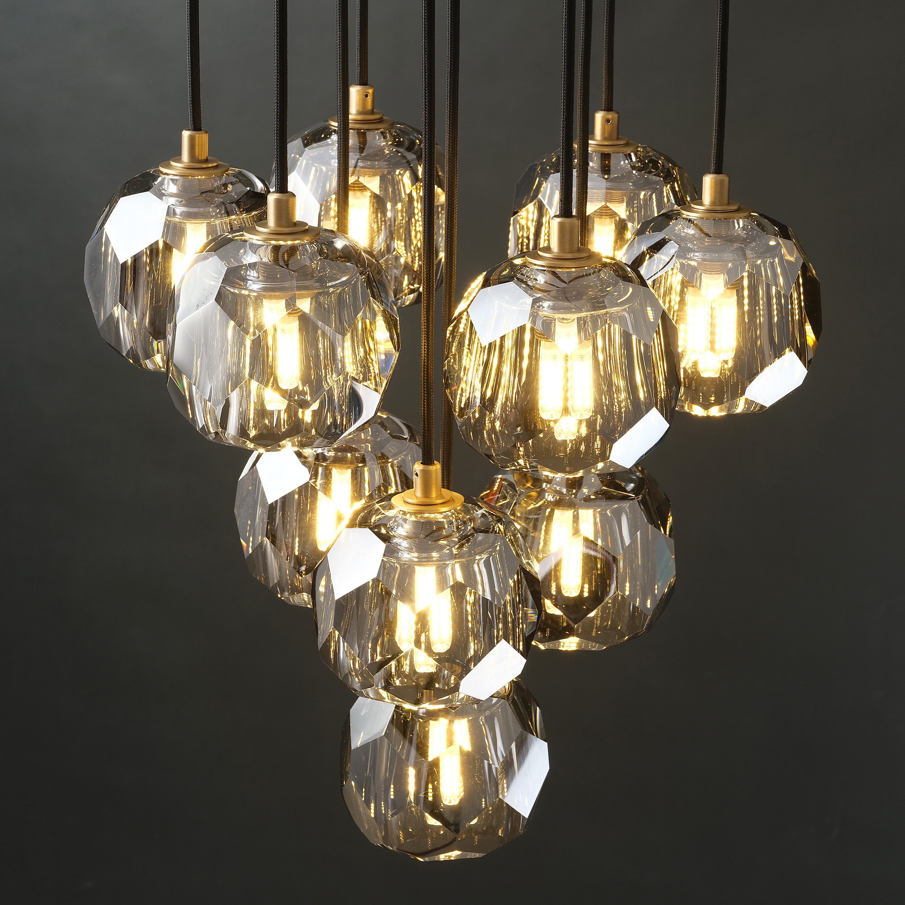 14 Inch Globe Smoked Crystal Cascading Chandelier – Boule