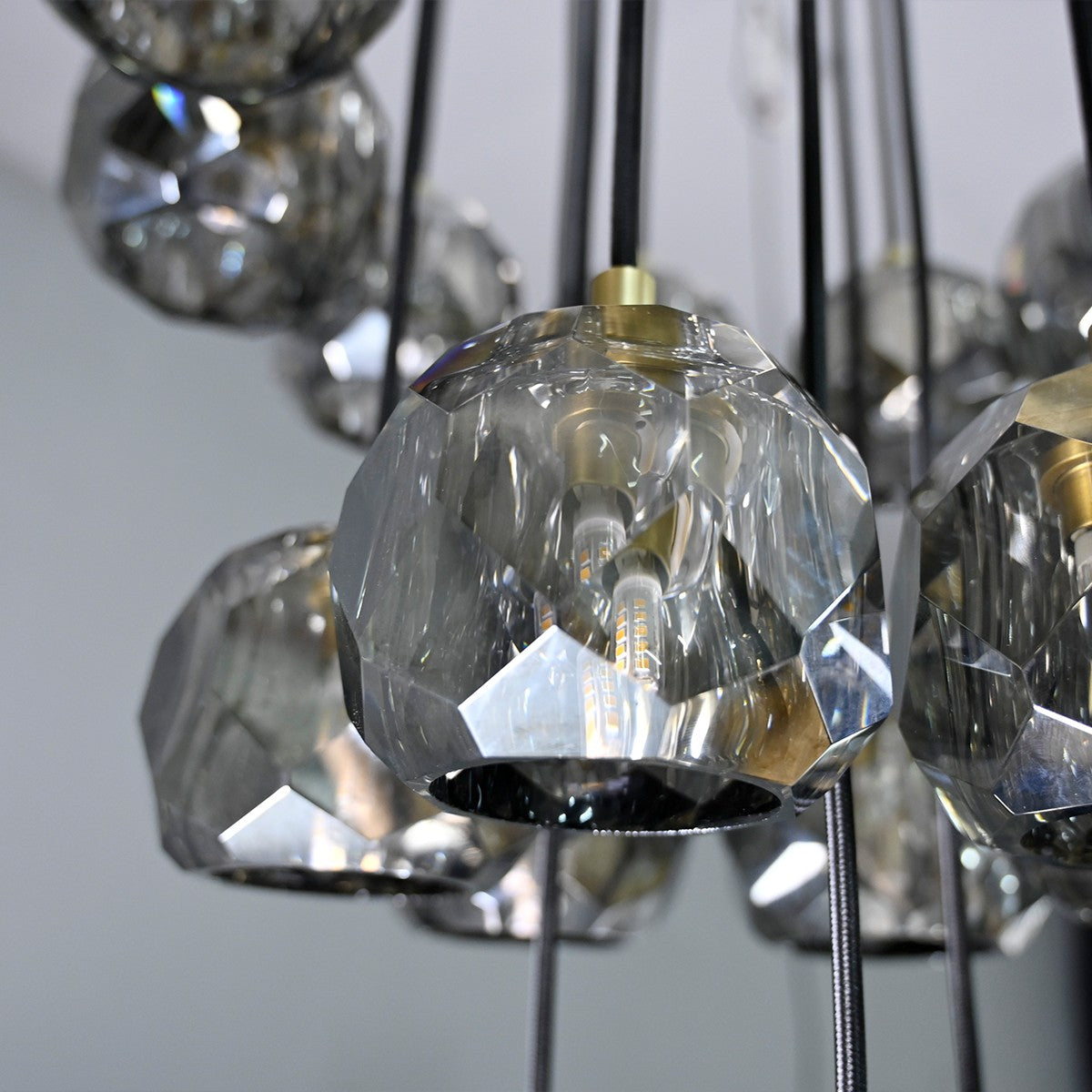 19 Inch Smoked Crystal Cluster Chandelier – Boule