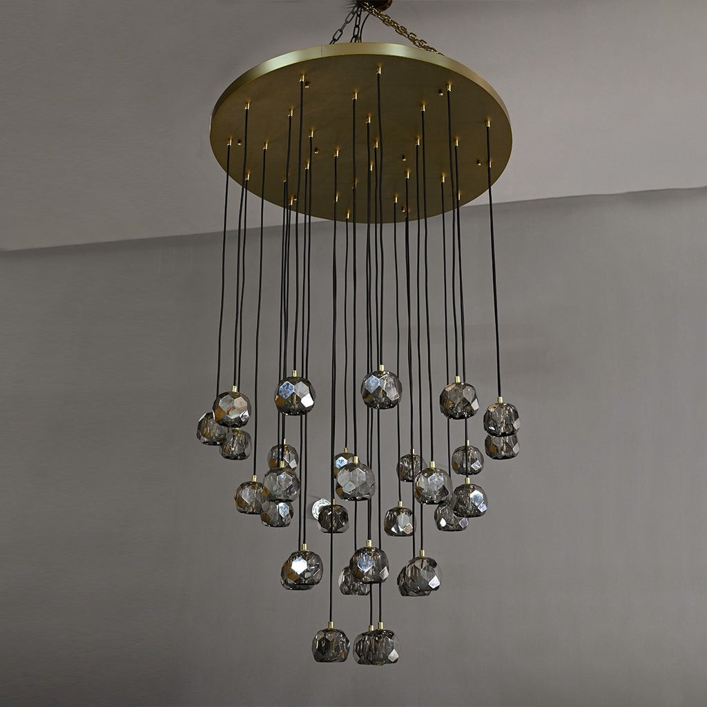 40 Inch Smoked Crystal Globe Cascade Chandelier – Boule