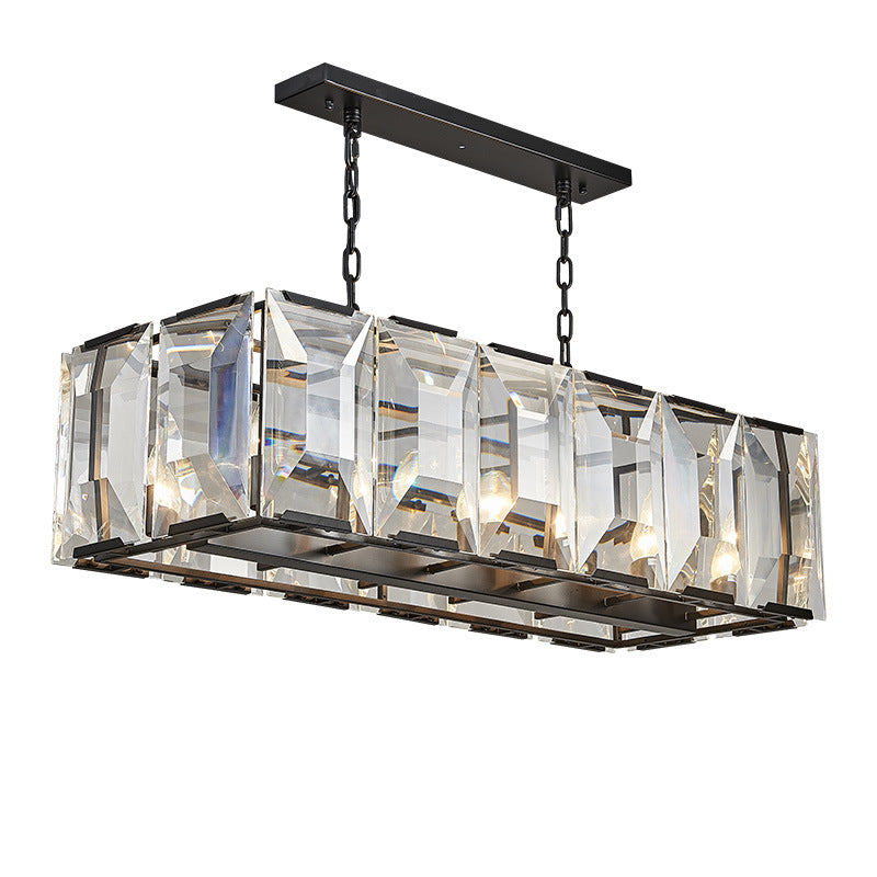 42 inch large Crystal gold black Rectangular modern dining room chandelier