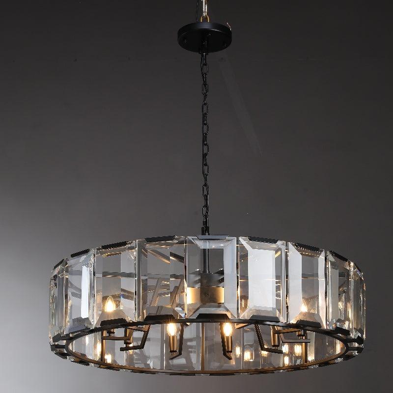 43 inch Crystal gold black round modern dining room bedroom chandelier