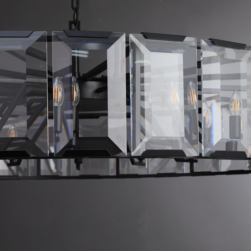 43 inch Crystal gold black round modern dining room bedroom chandelier