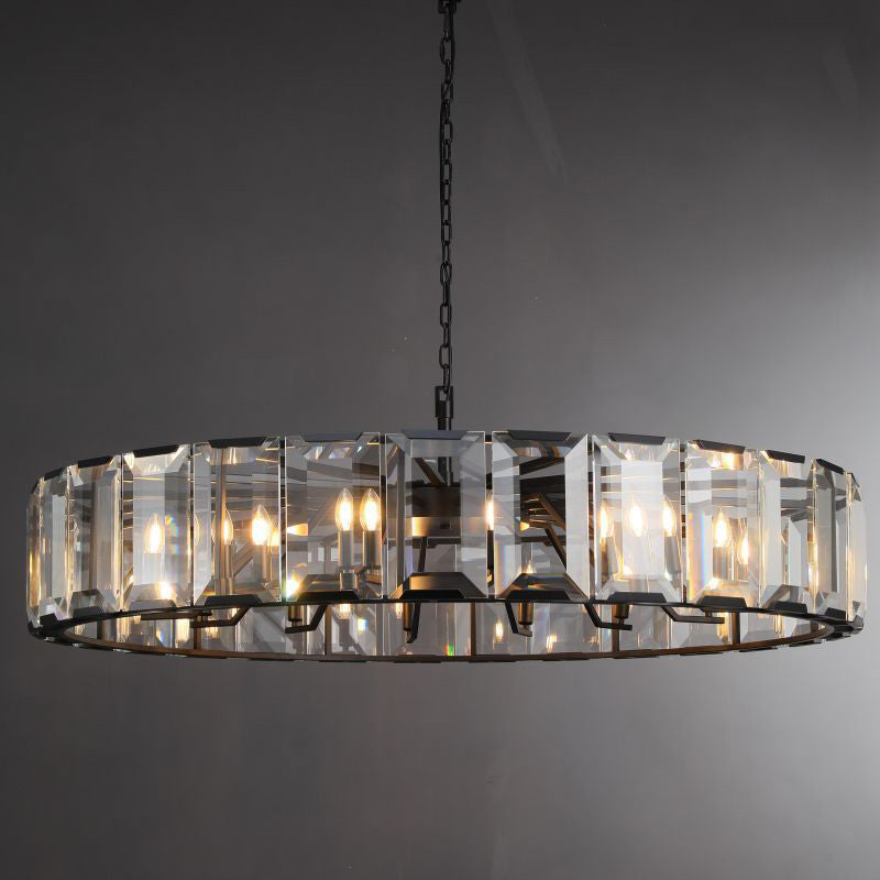 60 inch large Crystal gold black round modern dining room bedroom chandelier