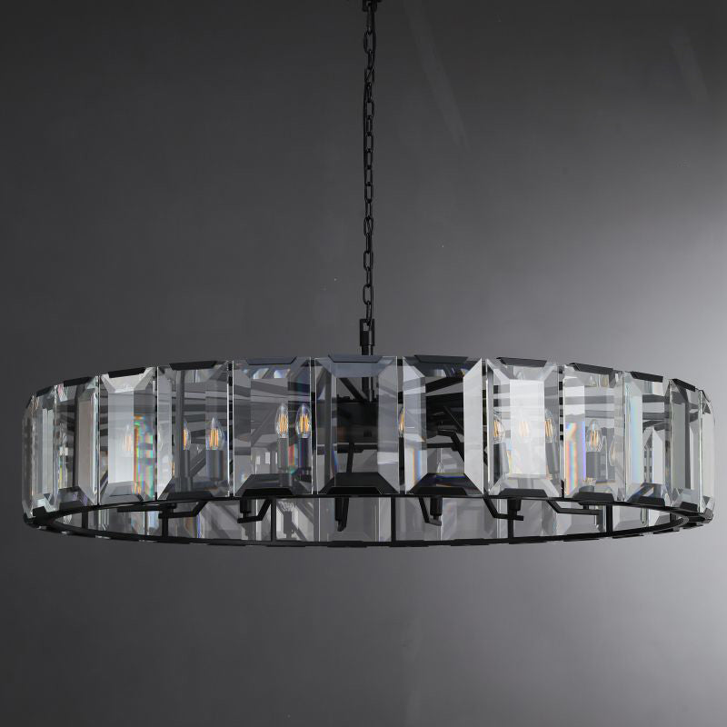 60 inch large Crystal gold black round modern dining room bedroom chandelier