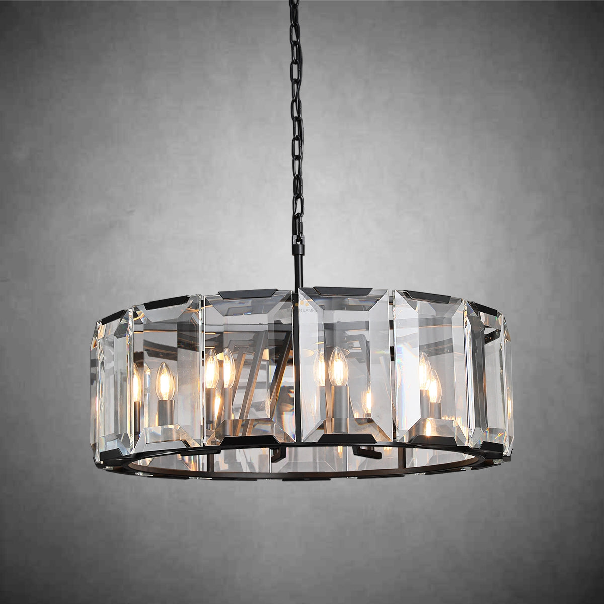31 inch Crystal gold black round modern dining room bedroom chandelier