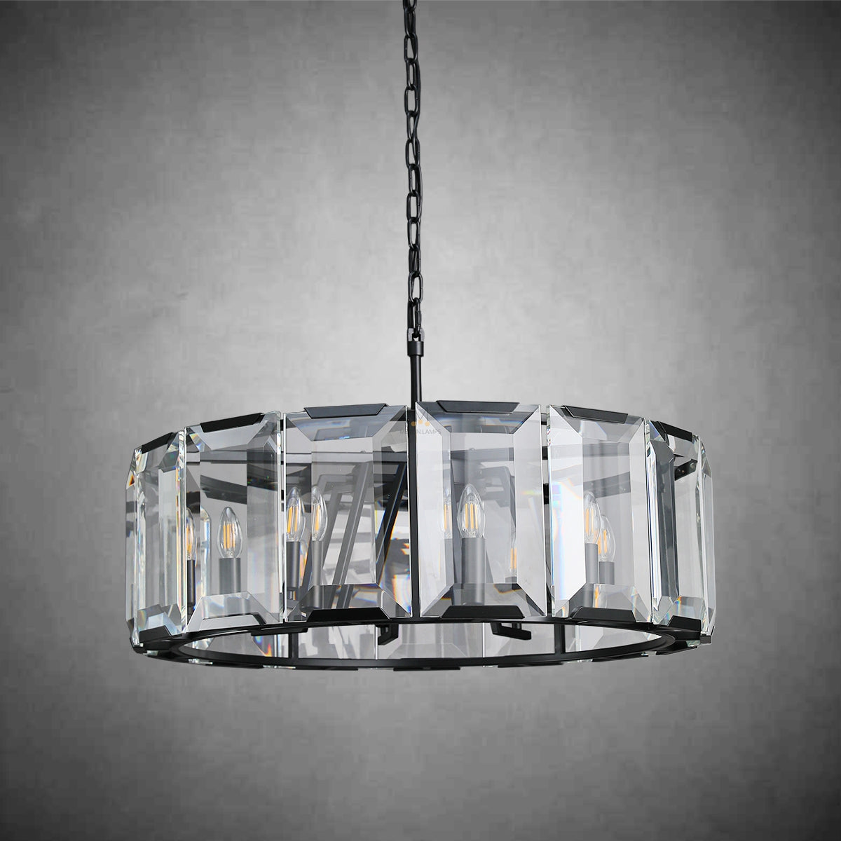 31 inch Crystal gold black round modern dining room bedroom chandelier