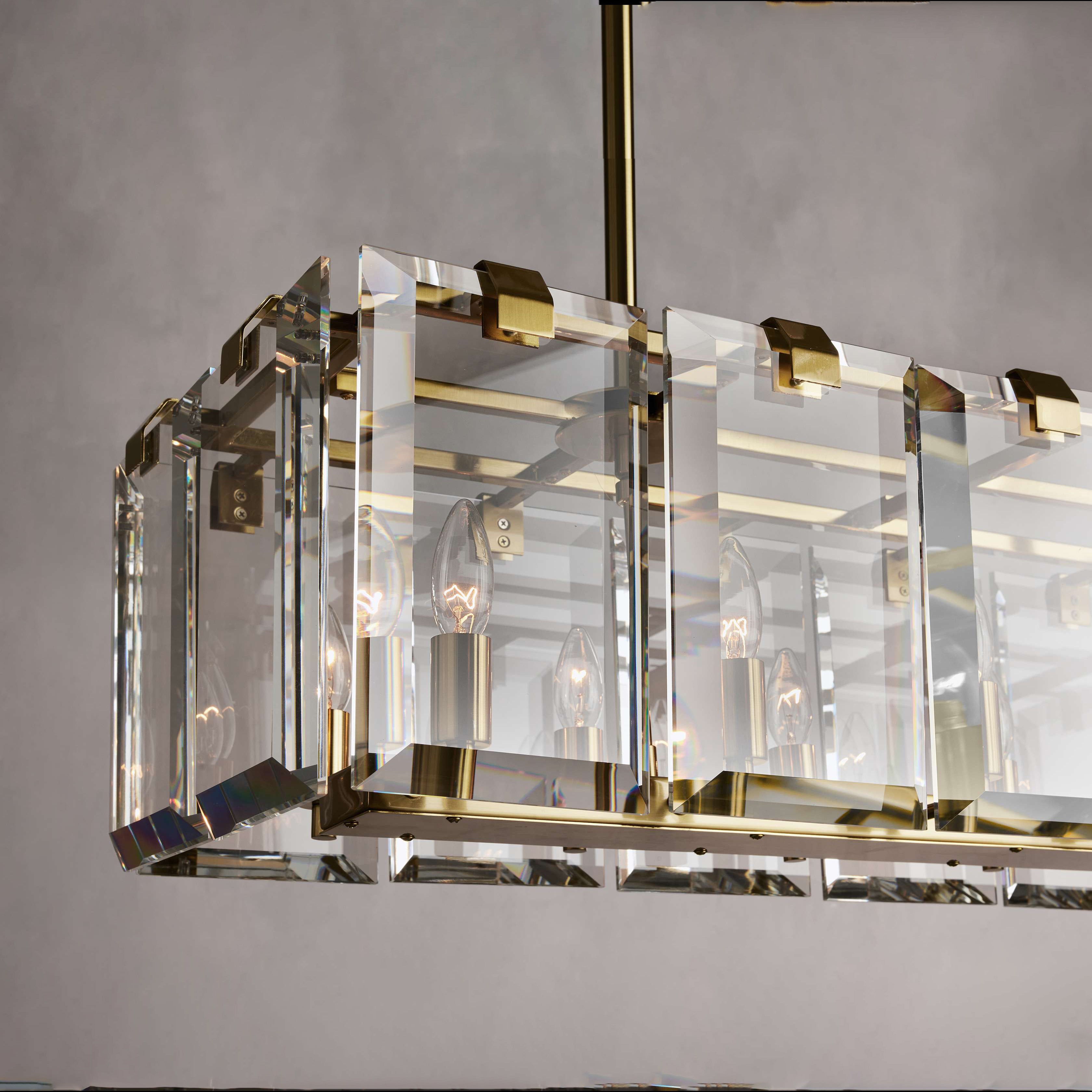 42 inch large Crystal gold black Rectangular modern dining room chandelier
