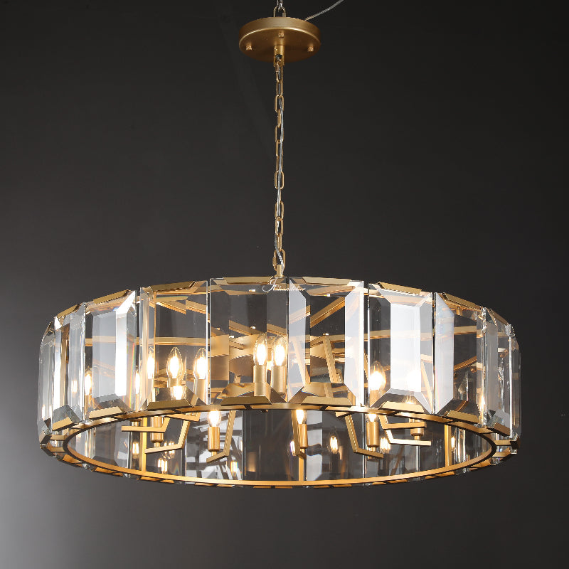 43 inch Crystal gold black round modern dining room bedroom chandelier