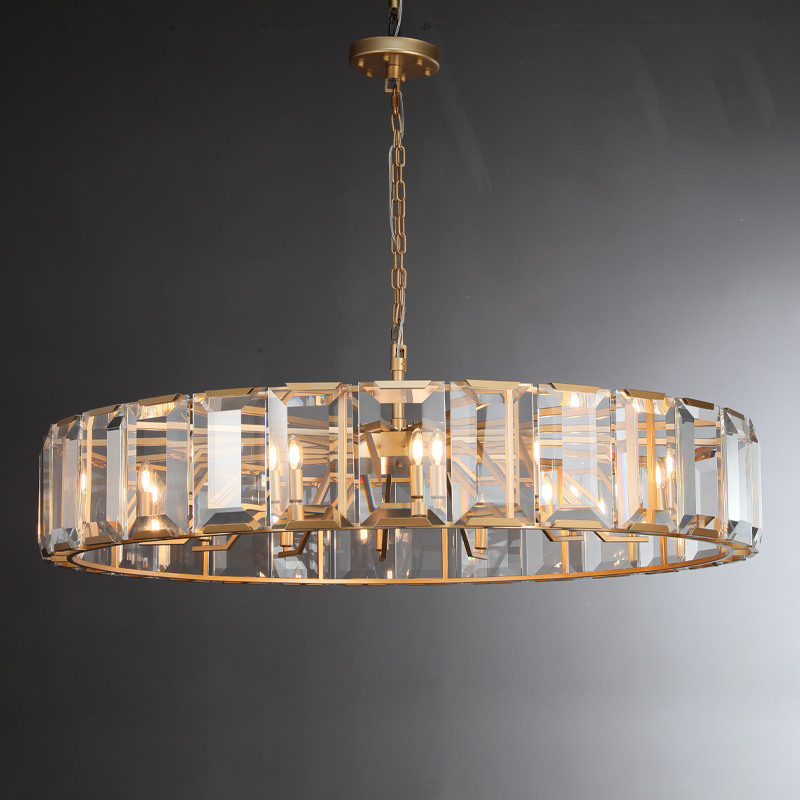 60 inch large Crystal gold black round modern dining room bedroom chandelier
