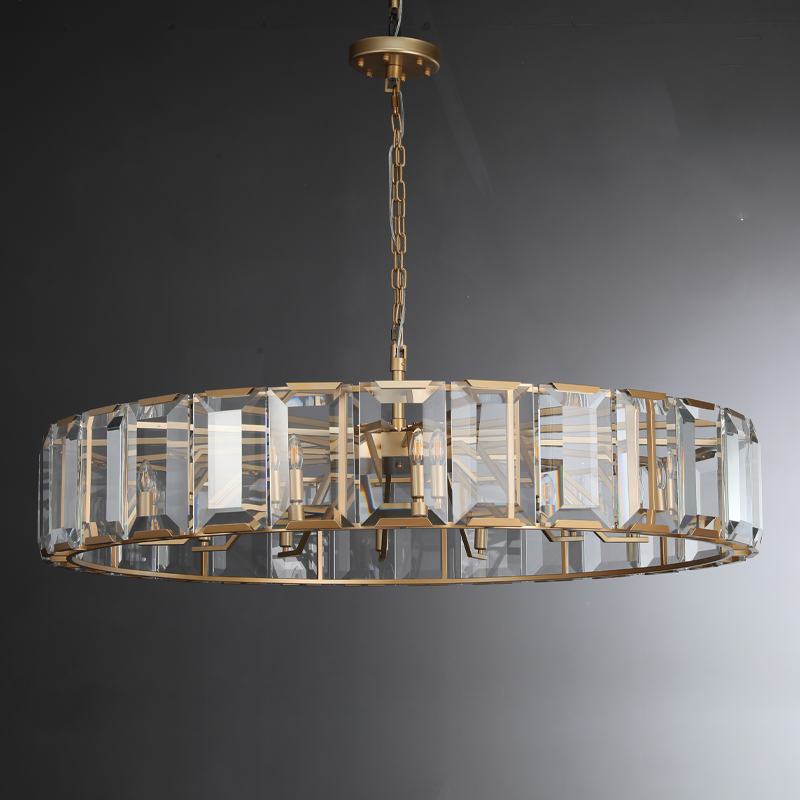 60 inch large Crystal gold black round modern dining room bedroom chandelier