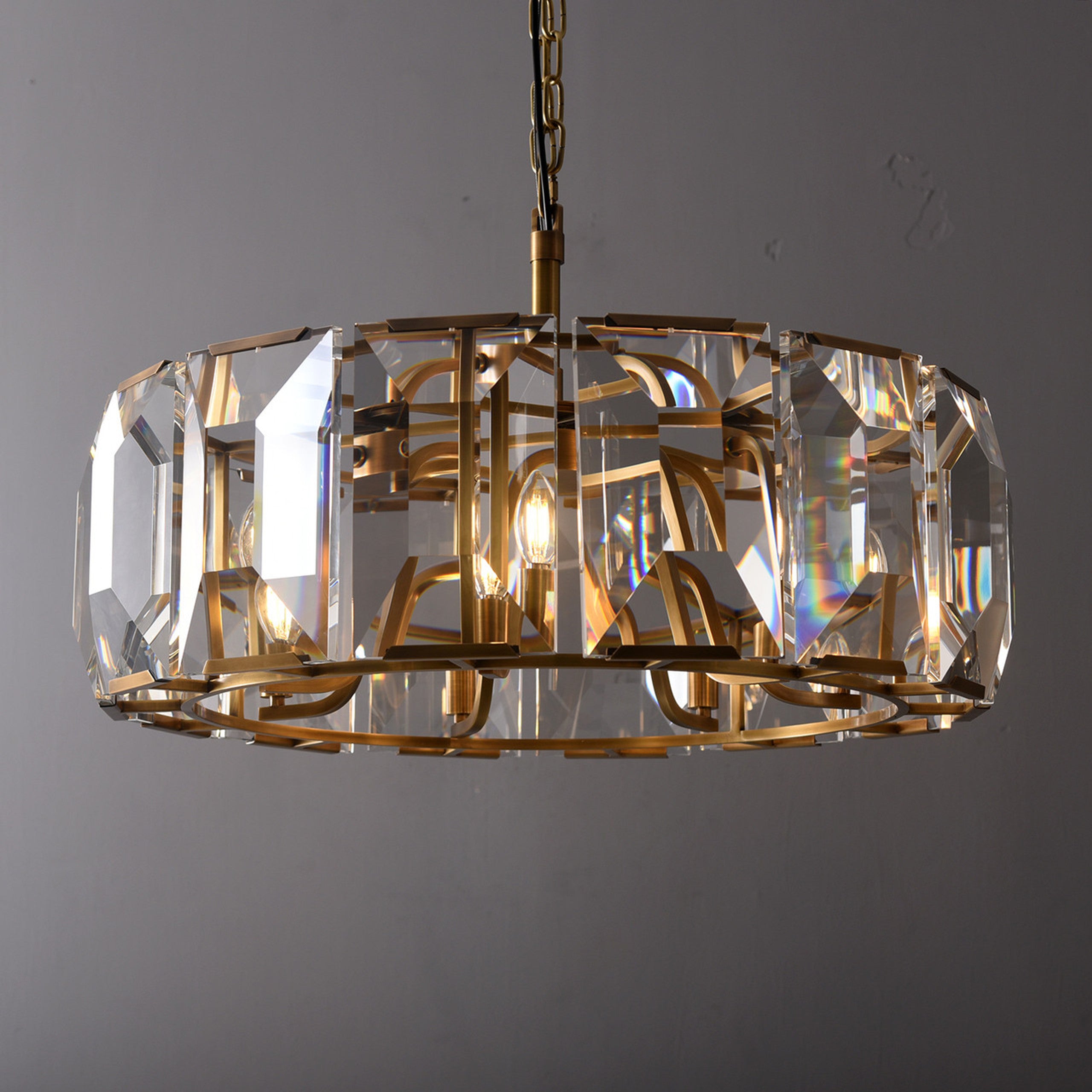 31 inch Crystal gold black round modern dining room bedroom chandelier