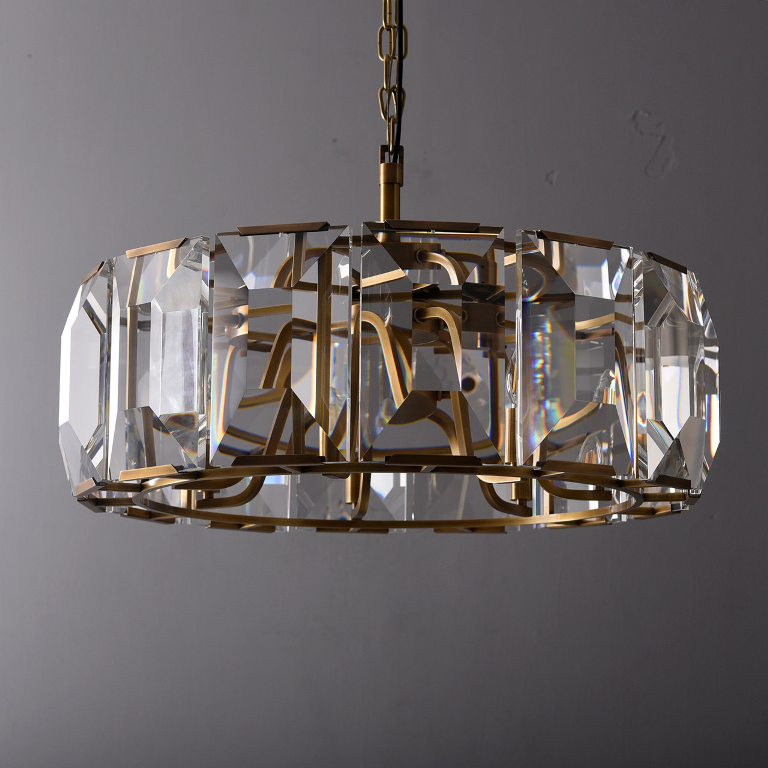 31 inch Crystal gold black round modern dining room bedroom chandelier