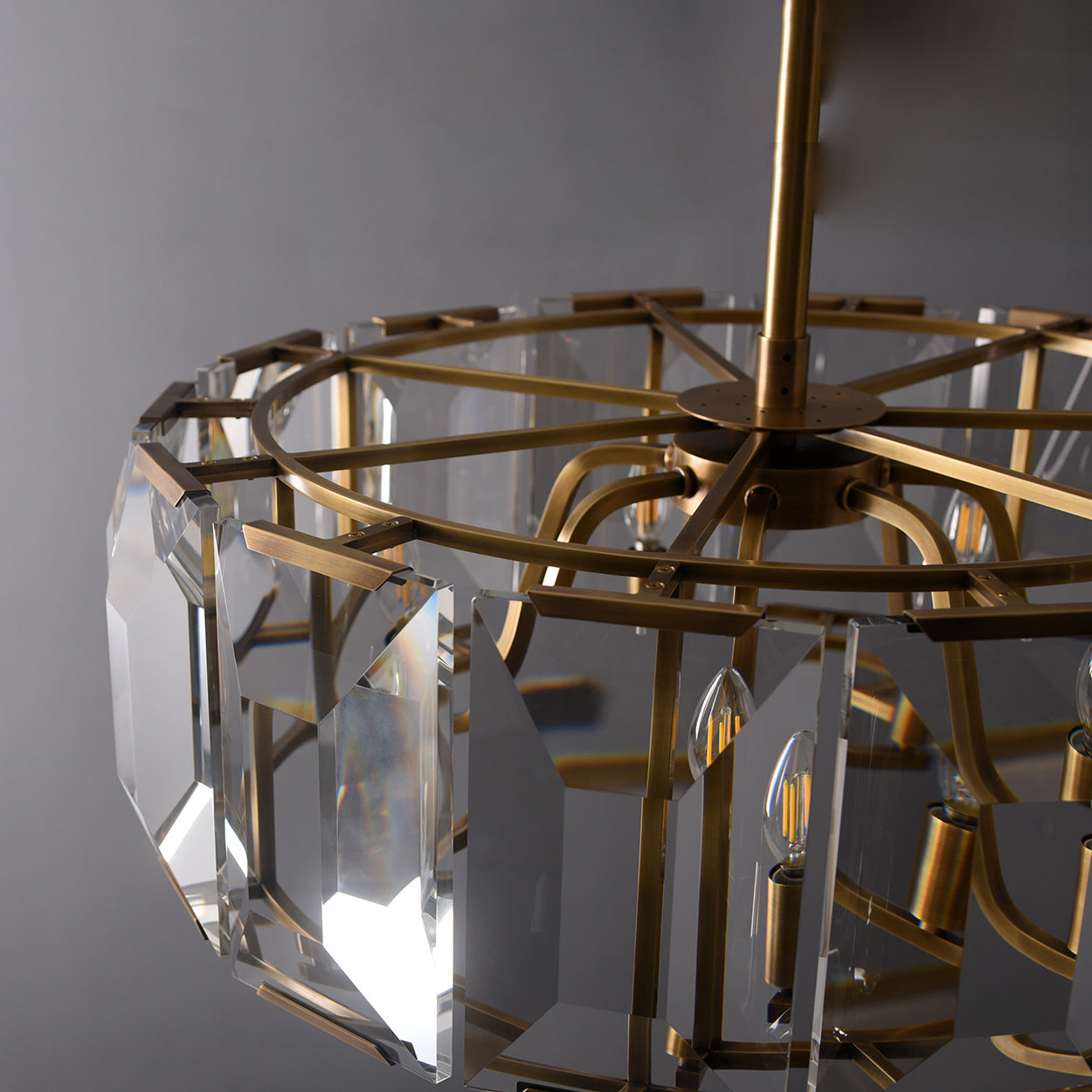31 inch Crystal gold black round modern dining room bedroom chandelier