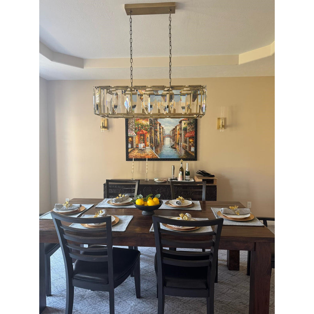 42 Inch Crystal Rectangular Chandelier - Harlow