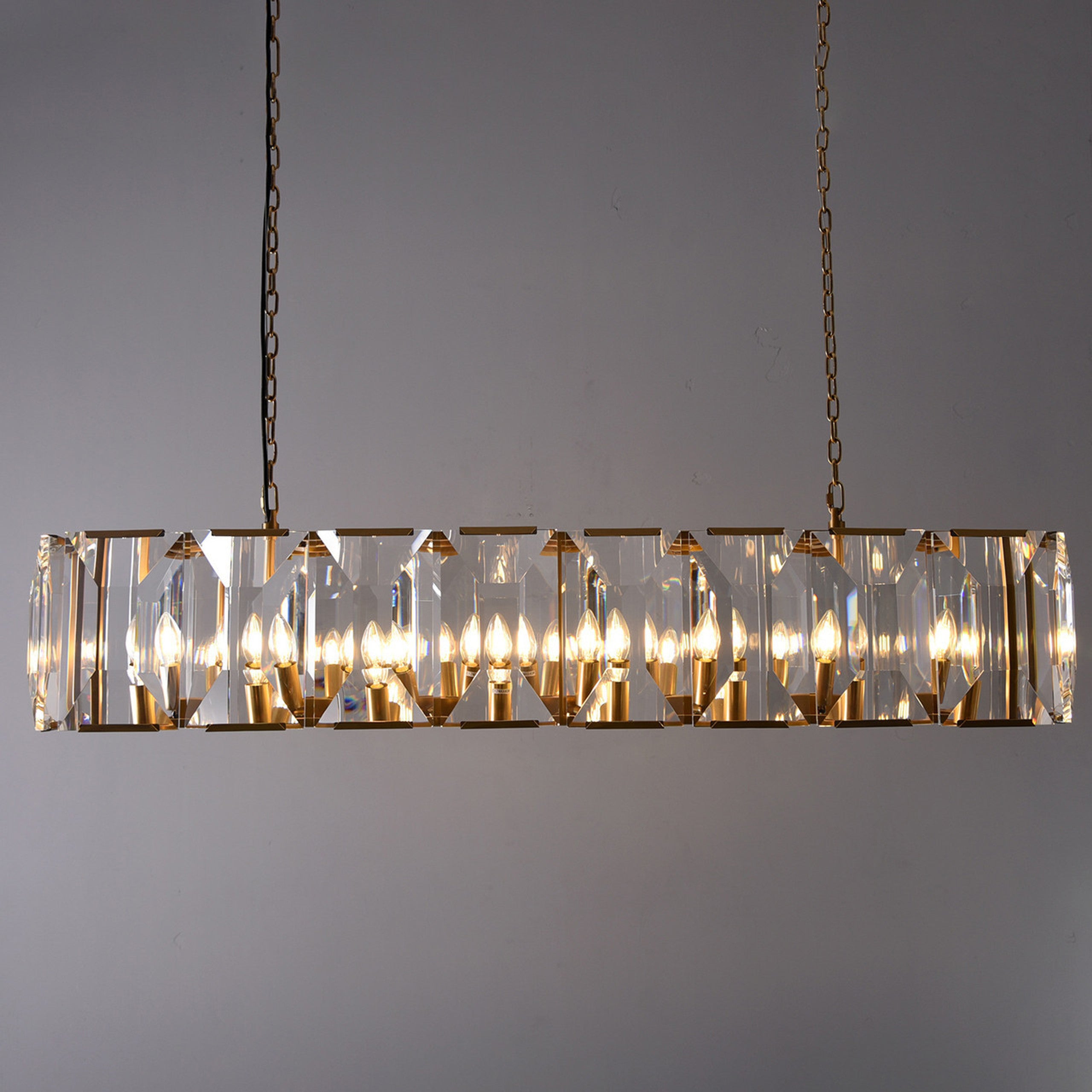 54 Inch Crystal Rectangular Chandelier - Harlow