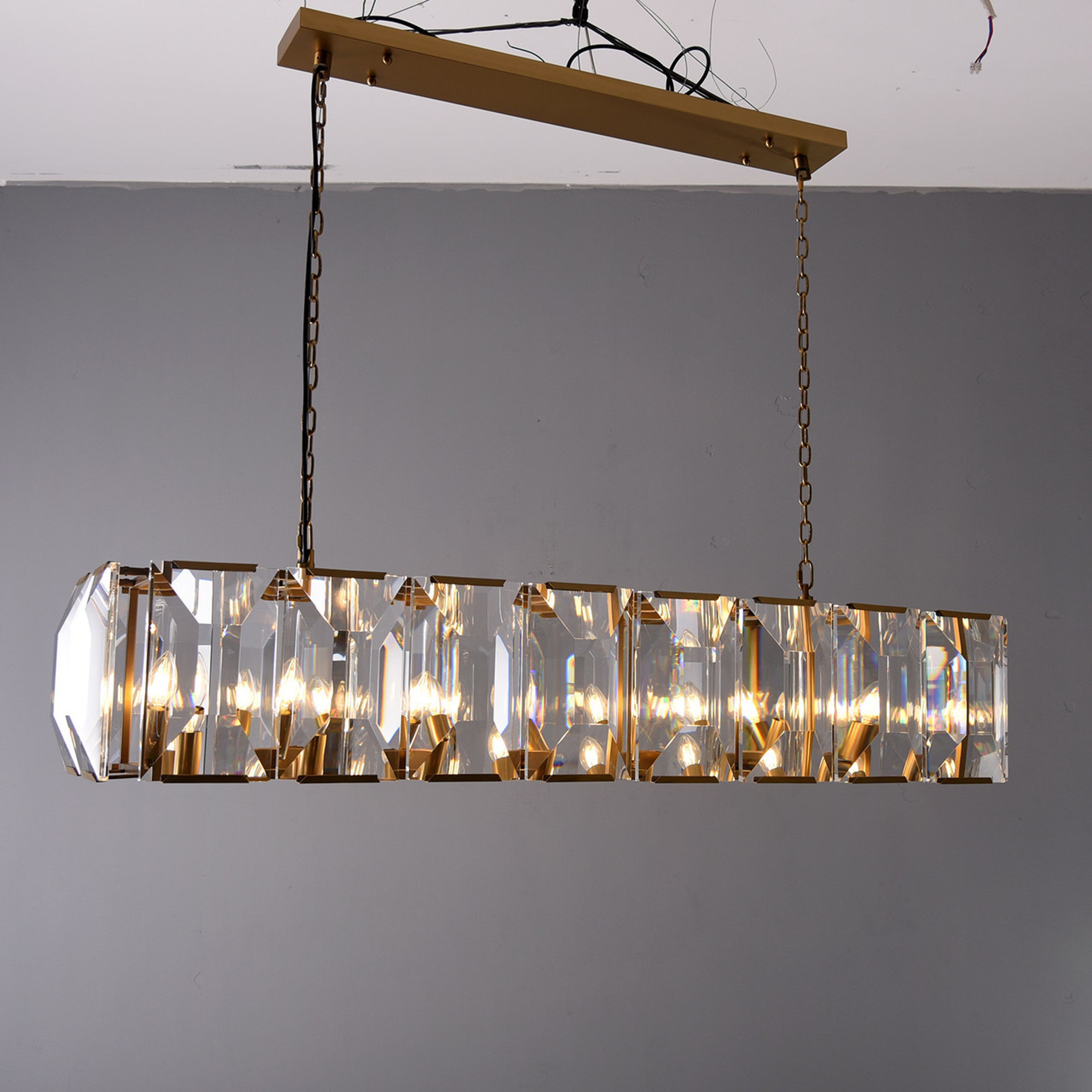 54 Inch Crystal Rectangular Chandelier - Harlow