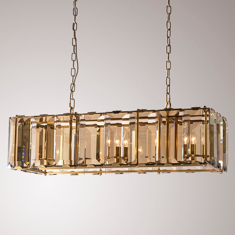 54 Inch Amber Crystal Rectangular Chandelier - Harlow