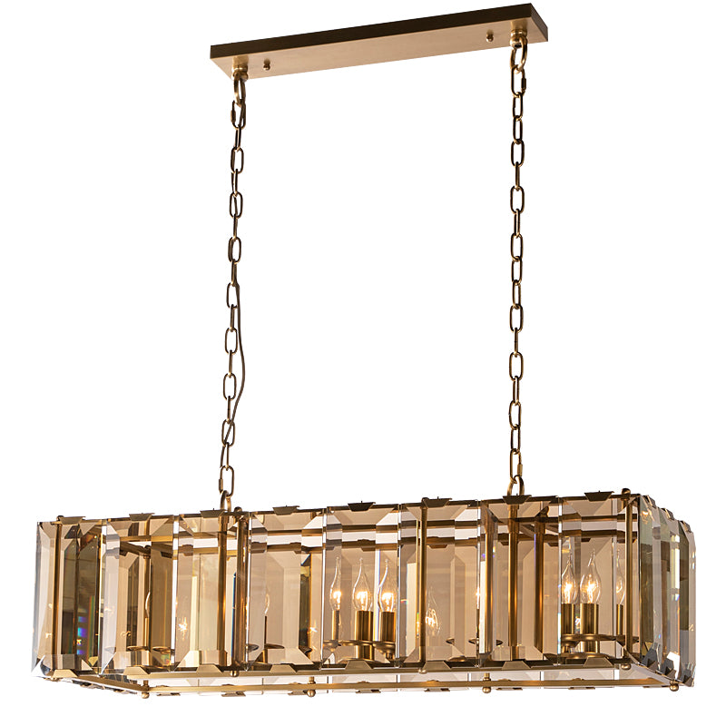 54 Inch Amber Crystal Rectangular Chandelier - Harlow