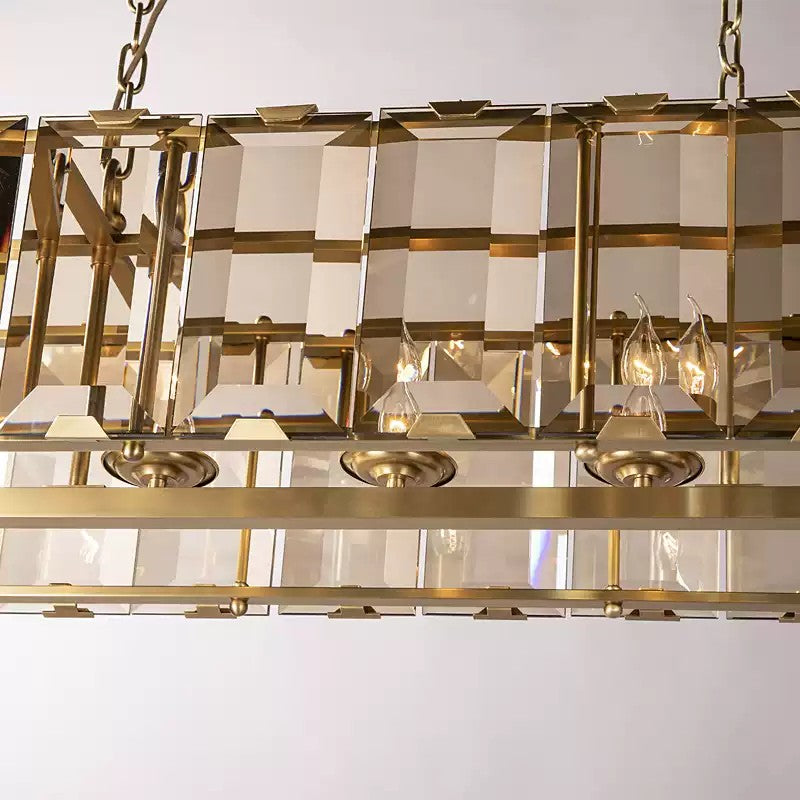 54 Inch Amber Crystal Rectangular Chandelier - Harlow