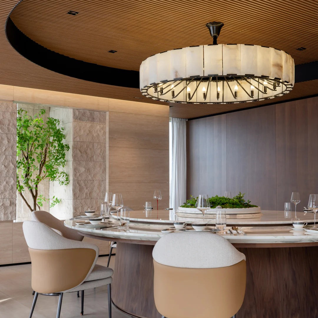 60 Inch Alabaster Round Chandelier - Harlow