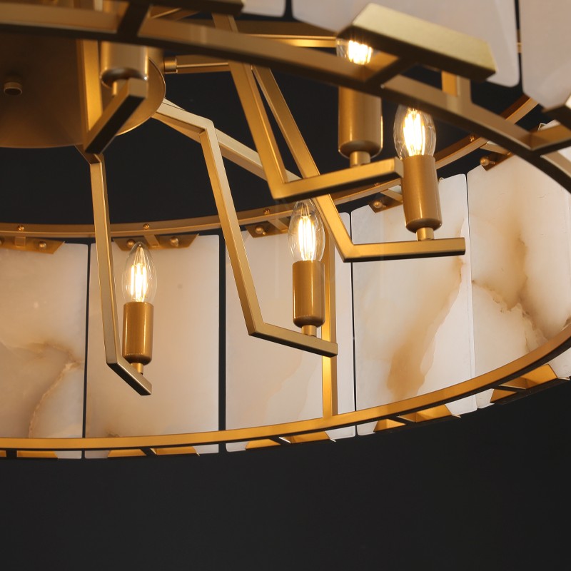 43 Inch Alabaster Round Chandelier - Harlow