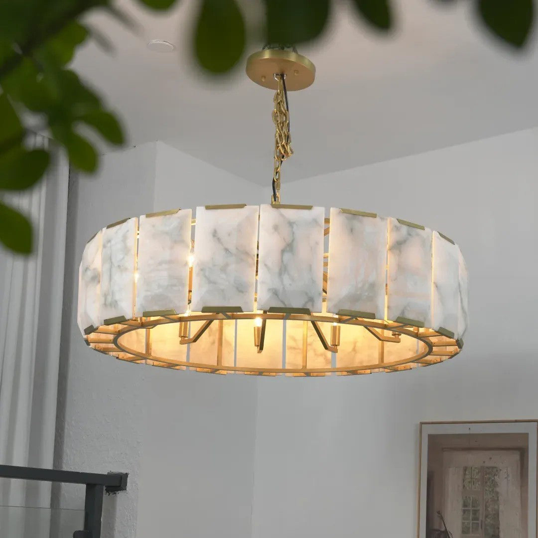 43 Inch Alabaster Round Chandelier - Harlow
