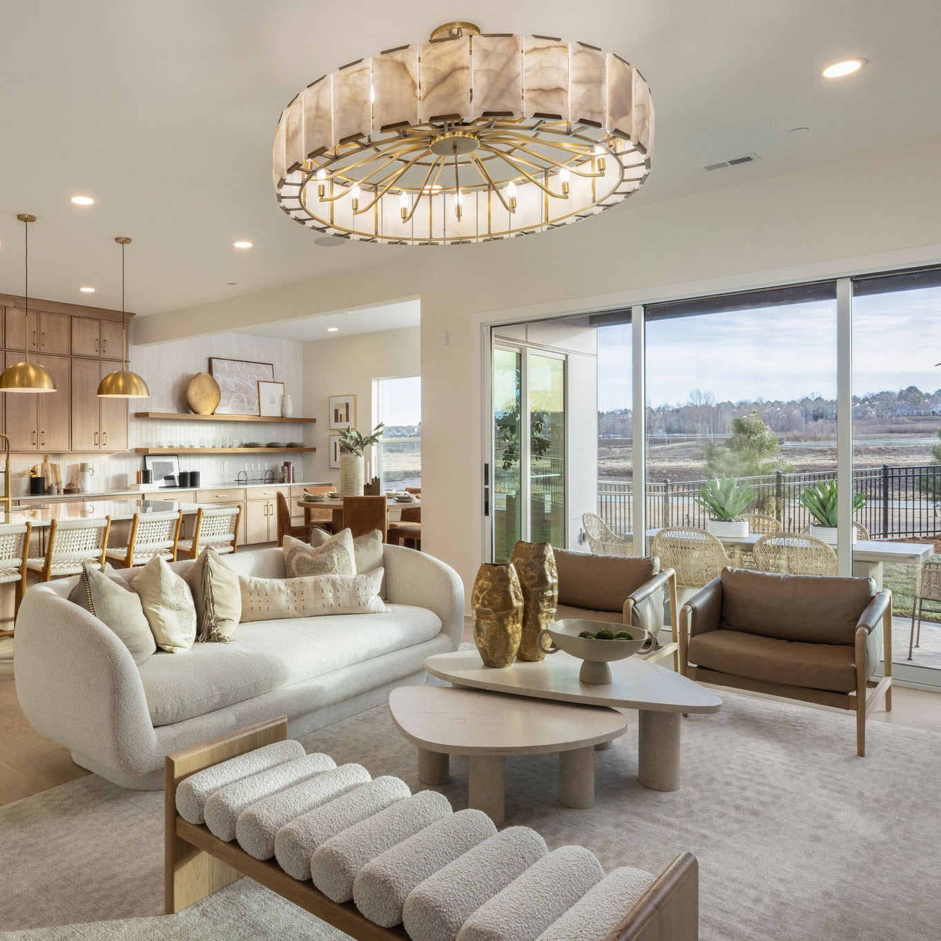 60 Inch Alabaster Round Chandelier - Harlow