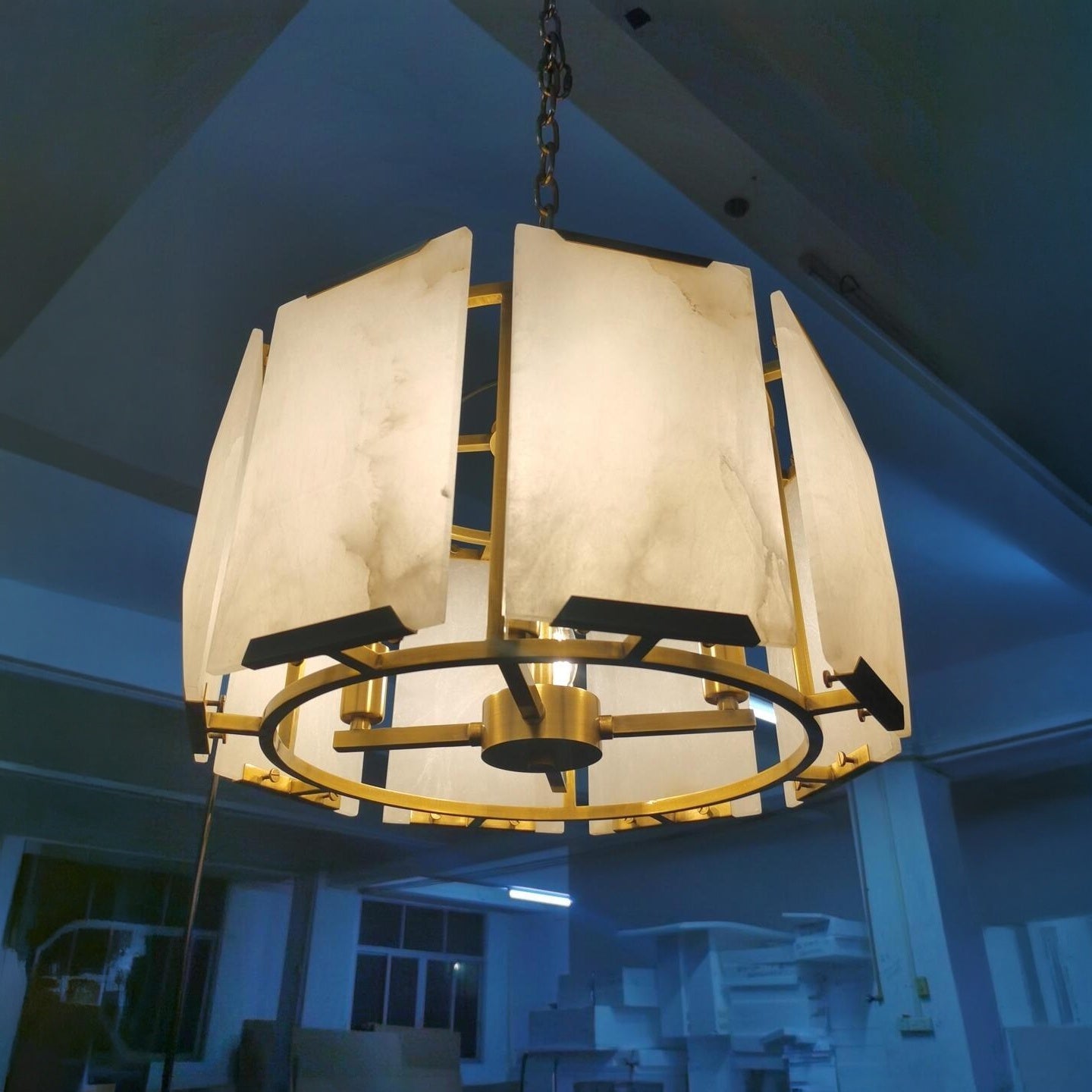 19 Inch Alabaster Round Chandelier - Harlow